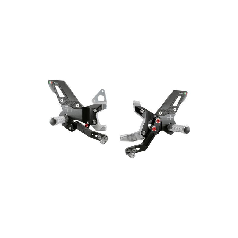 Pedane Regolabili Con Poggia Piedi Fissi (Track Use) per Ducati Nero