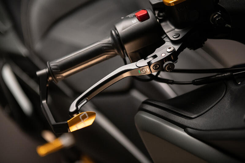 Protezione Leva Freno In Alluminio - Interasse 132 Mm / Terminale Colorato Oro