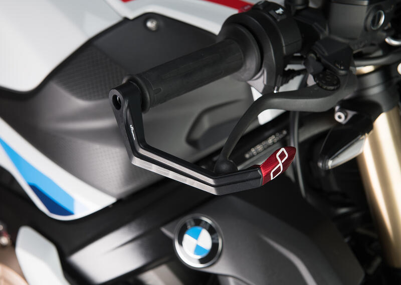 Protezione Leva Freno In Alluminio - Interasse 132 Mm / Terminale Colorato Rosso