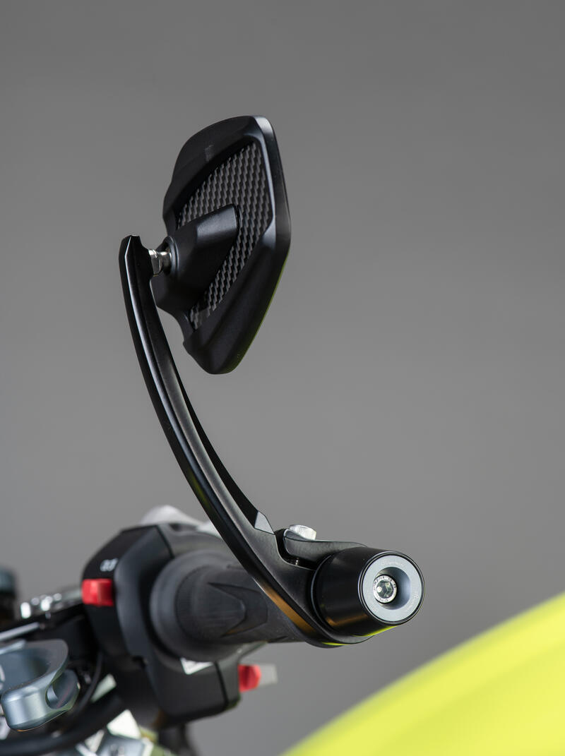 Coppia Specchi In Alluminio-Carbonio (Bar-End Fix) per Yamaha, Bmw, Ktm, Triumph Nero