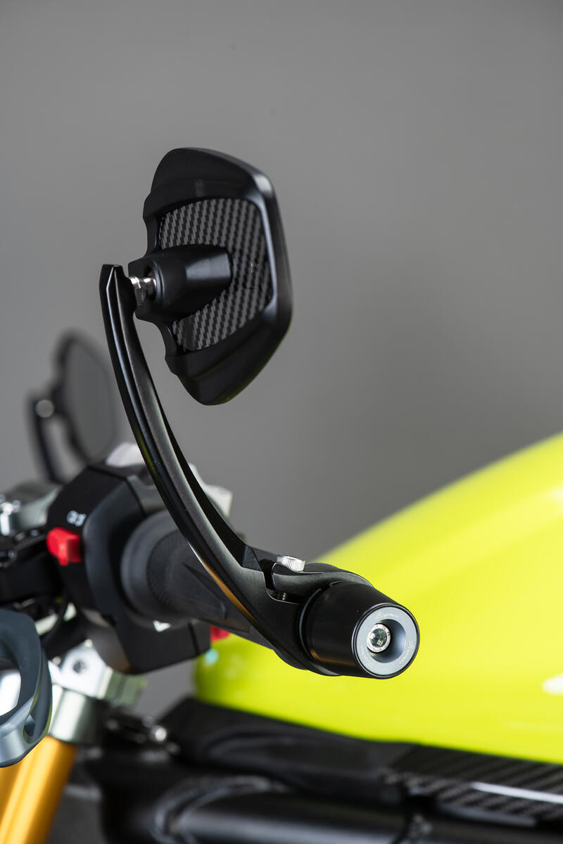 Coppia Specchi In Alluminio-Carbonio (Bar-End Fix) per Yamaha, Bmw, Ktm, Triumph Nero